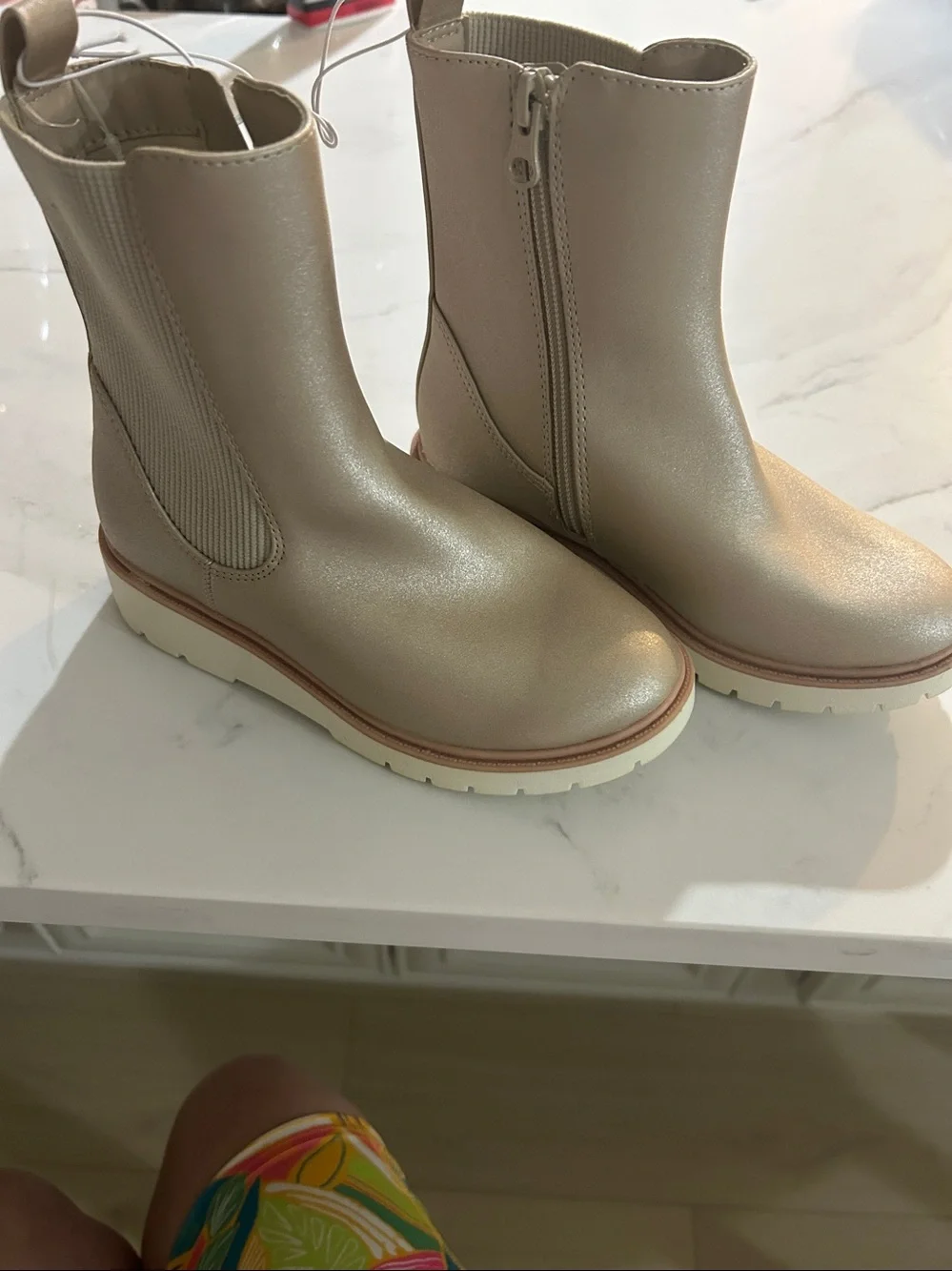 art class Kids Taupe Chelsea-Style Zip Boots